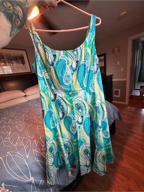 Pappagallo Teal Paisley  Dress with Yellow Accents. NWOT SIZE 12